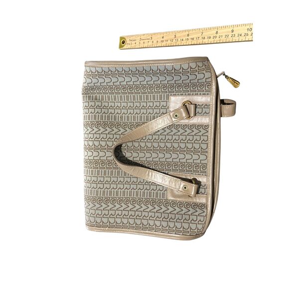 Pierre Cardin Vintage Monogram Satchel Bag Beige Brown Logo Print Tote - Picture 6 of 10